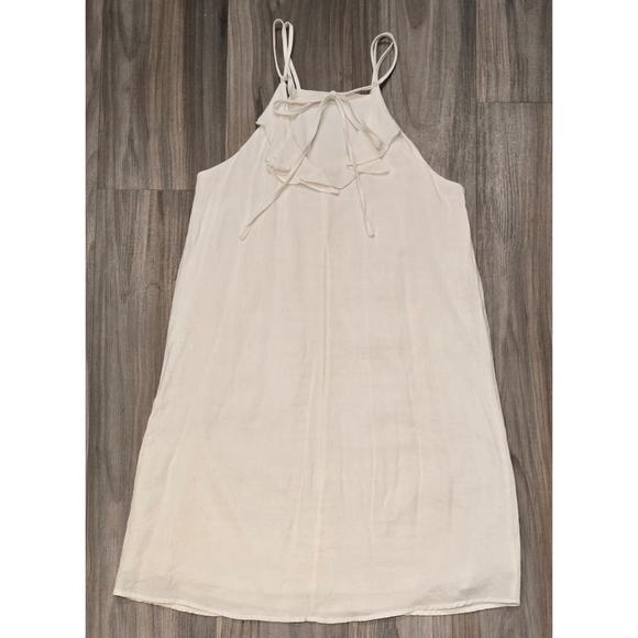 Charming Blue Rain White Boho Halter Summer Dress with Floral Embroidery - Picture 6 of 9